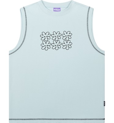 Майка YMKASHIX face flower голубой