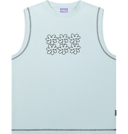 Майка YMKASHIX face flower голубой